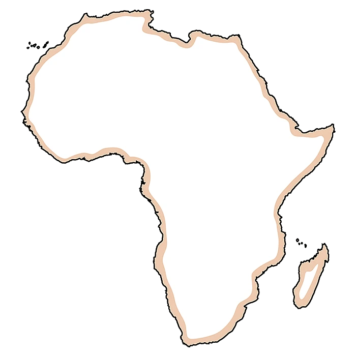 Outline map of the African continent, including Madagascar